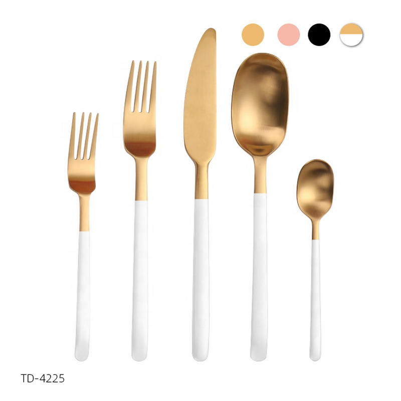 White and Gold Flatware PVD Coating Stainless Steel White Cutlery Sada